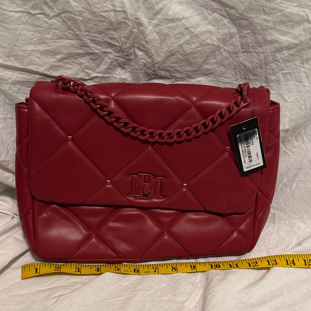 Badgley Mischka Quilted Shoulder Bag in Deep Red